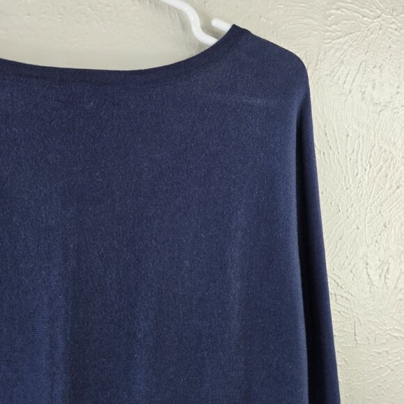 Lilly Pulitzer V Neck Sweater M Blue Silk Blend Pullover Preppy Minimalist Top - Picture 12 of 13
